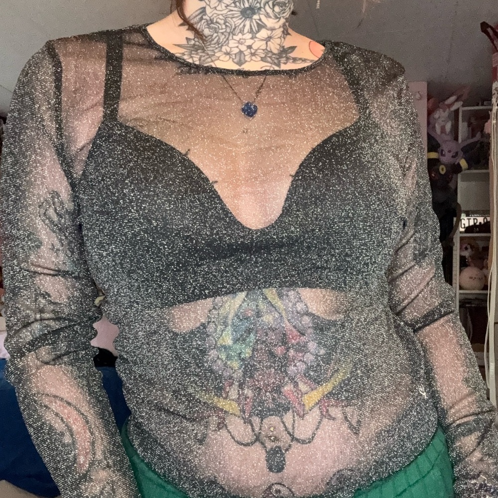 Sheer sparkle Victoria secret long sleeve top